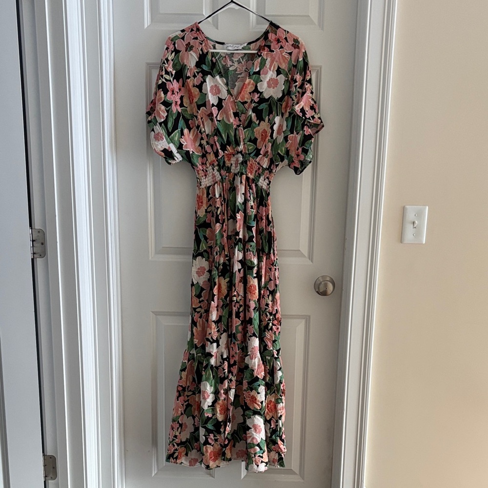 Petal & Pup Floral Maxi Dress - Black, Pink, Green
